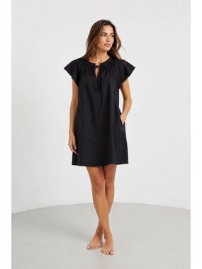 GAP Women Flutter Sleeve Mini Boho Tie Neck Casual Shift Dress Size XXS
